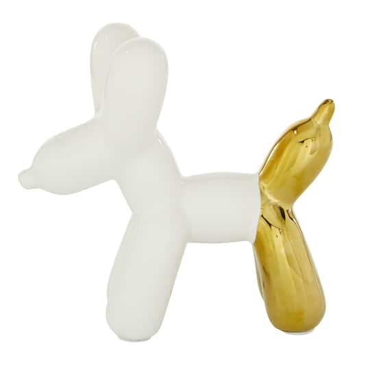 CosmoLiving by Cosmopolitan Gold Ceramic Glam Sculpture, Dog 7" x 7" x 3"